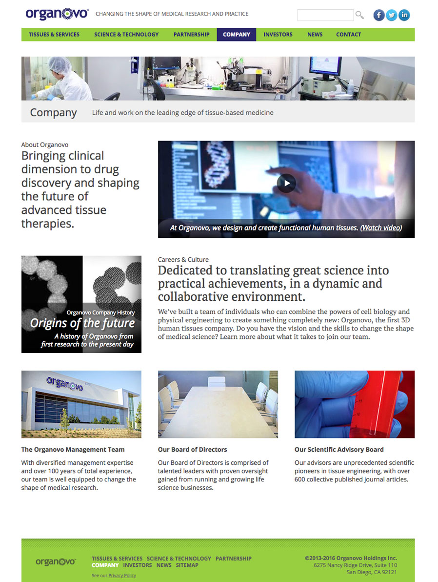 Organovo Section Page